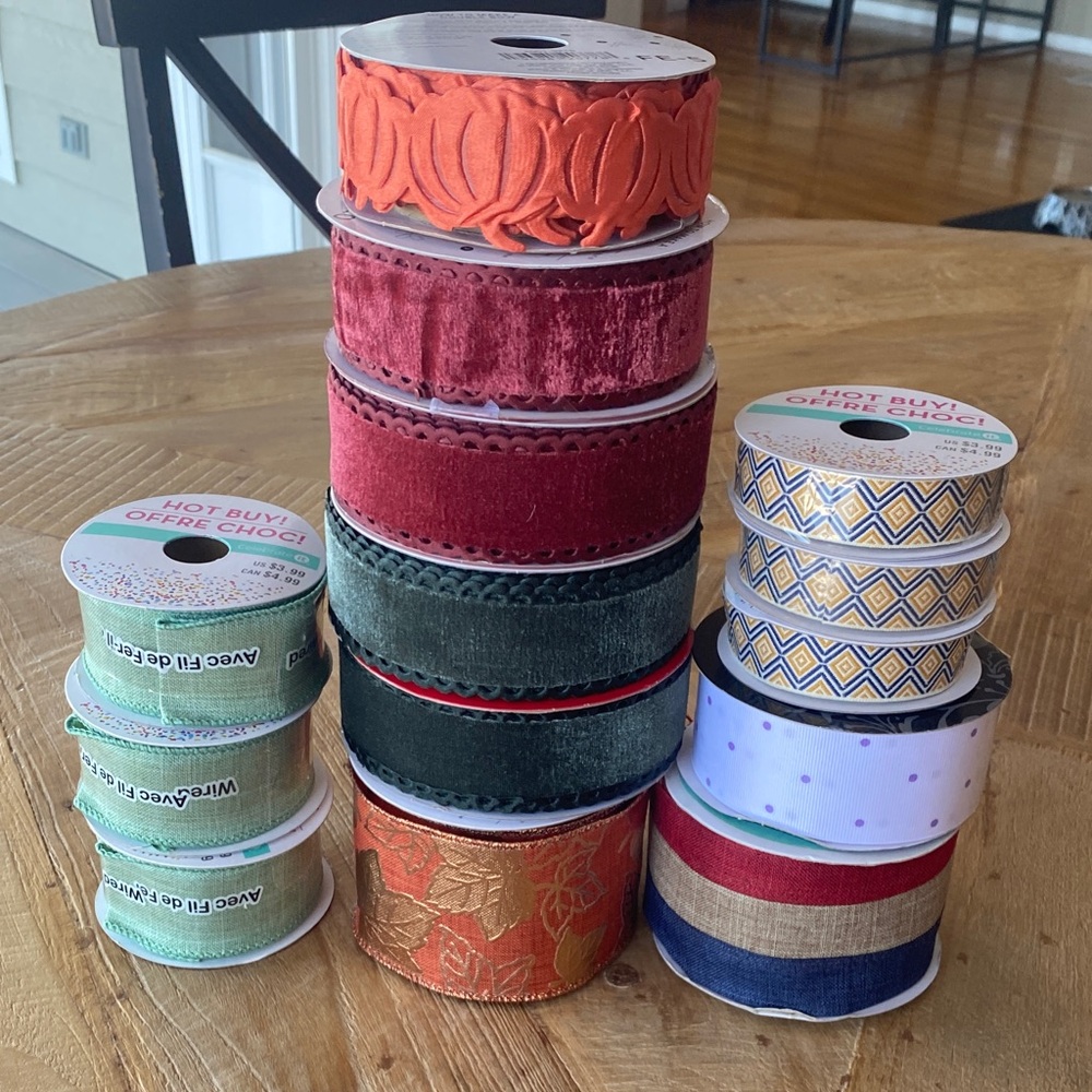 14 rolls ribbon Celebrate It Holiday Ribbon Set - Red, Green, Gold, Blue